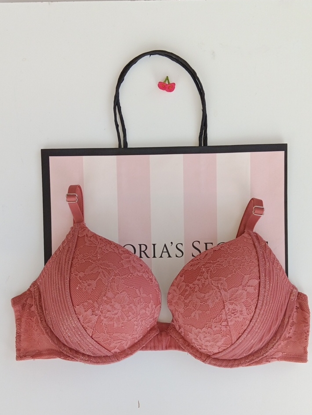 Victoria's Secret Dusty Rose Lace Push-Up Bra Dream Angels Size36B